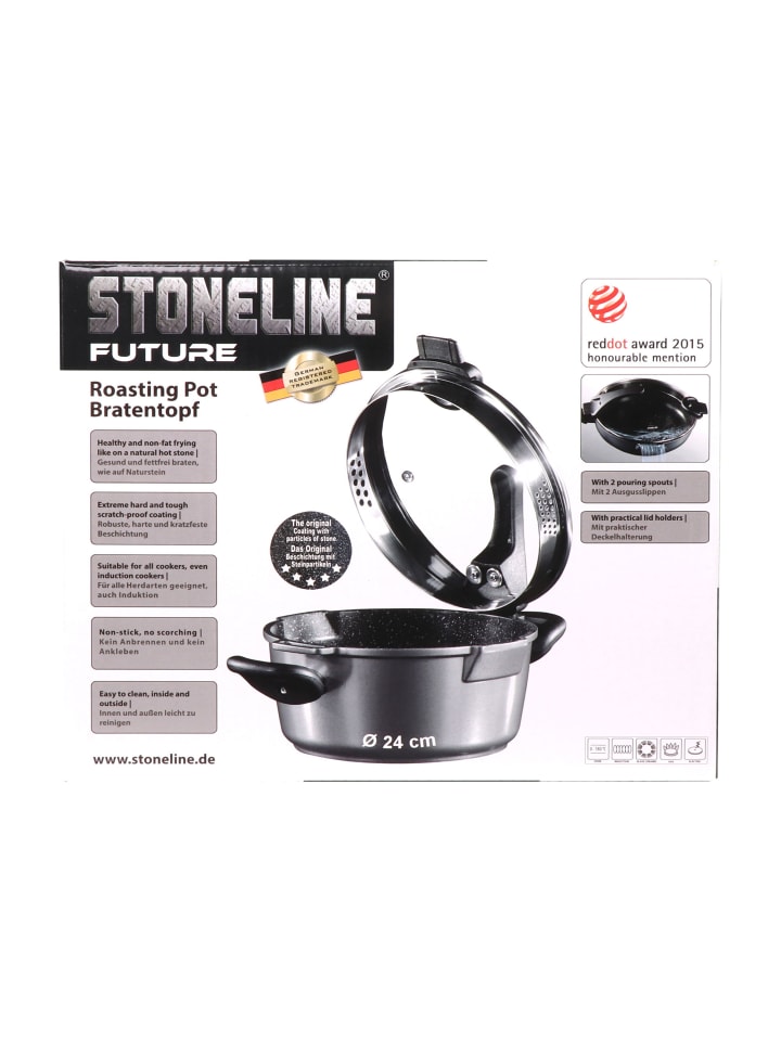 Stoneline Kochtopf 24 cm | mit Sieb-Glasdeckel in Anthrazit günstig kaufen Ø 24cm