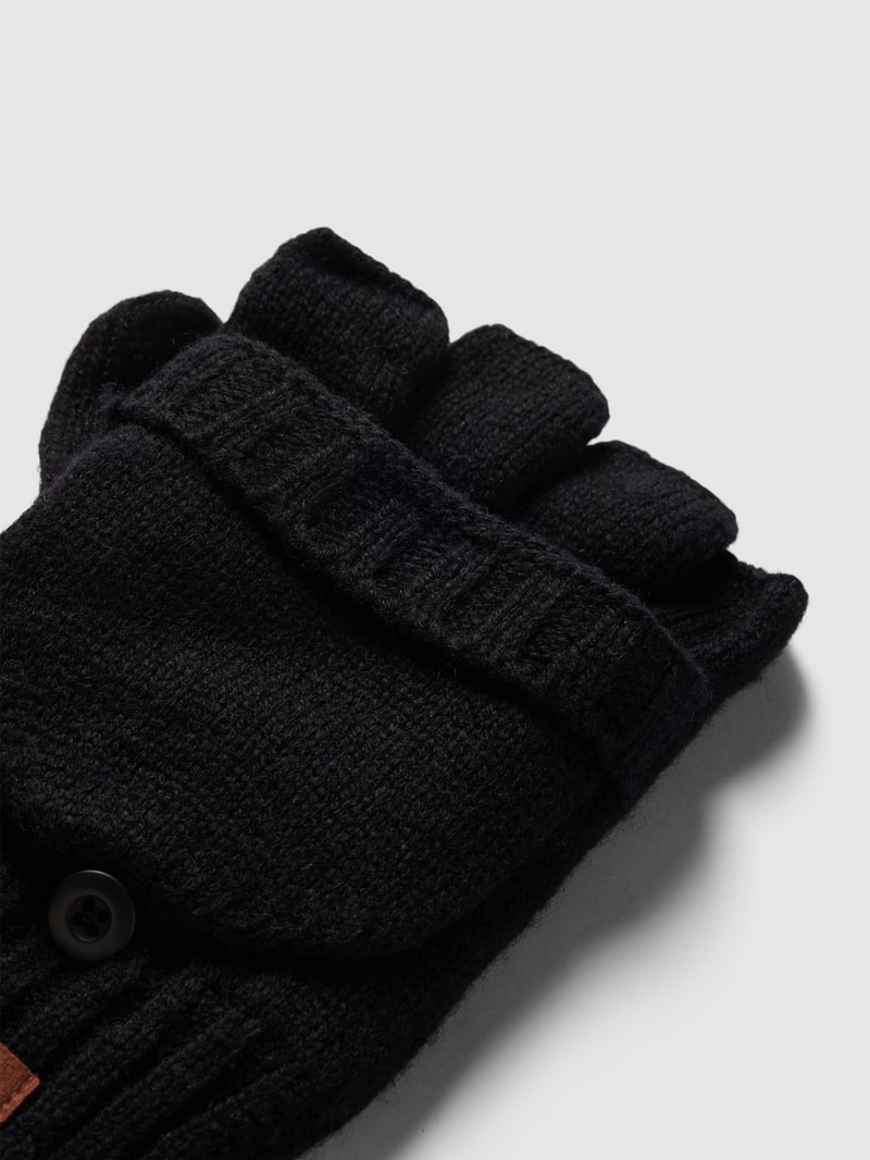 Handschuhe aus Lammawolle mit Label-Detail Modell 'HAAKON' in schwarz