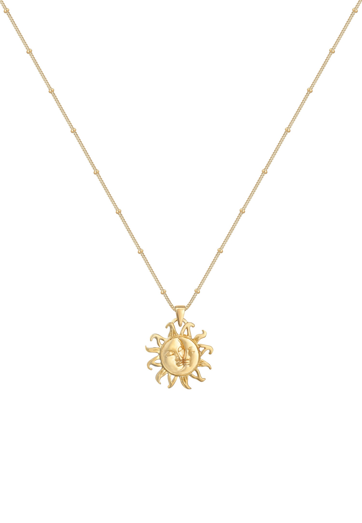 Ciondolo da donna Elli dal look vintage a forma di sole in argento sterling 925 placcato oro