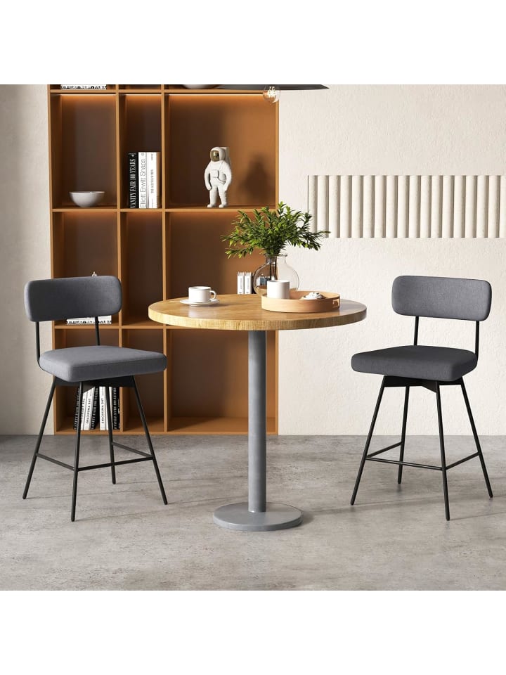 COSTWAY 2er Set Barhocker drehbar 47 x 51 x 90,5 cm in Grau günstig kaufen onesize