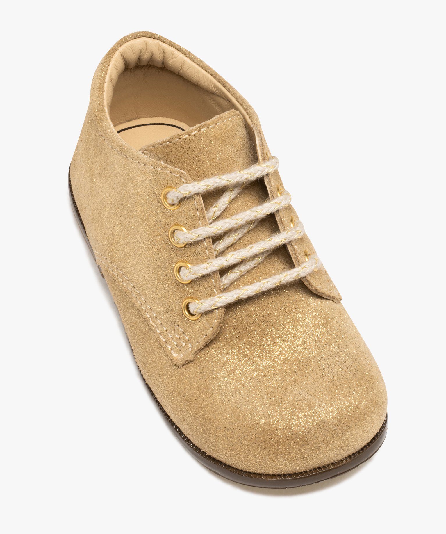 Chaussures premiers pas bébé fille en cuir uni à paillett... or | GEMO