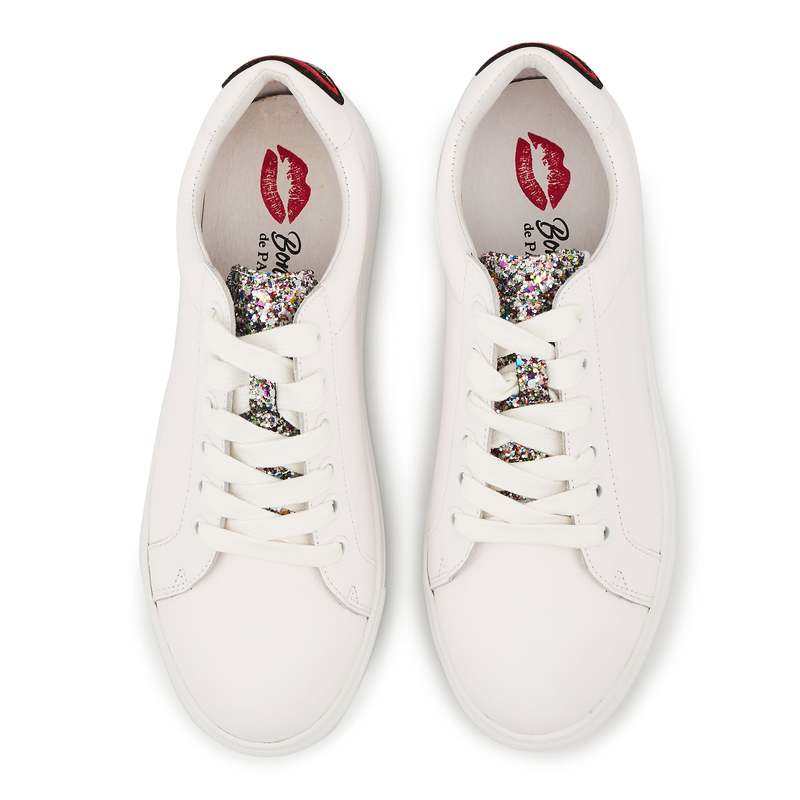 Baskets en cuir Simone glitter tongue