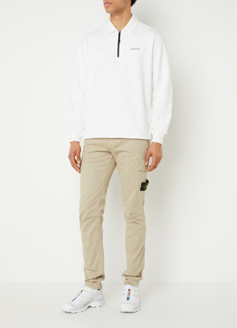 Πουλόβερ λεπτής πλέξης Stone Island 61055 με φερμουάρ στο μισό μέρος και λογότυπο