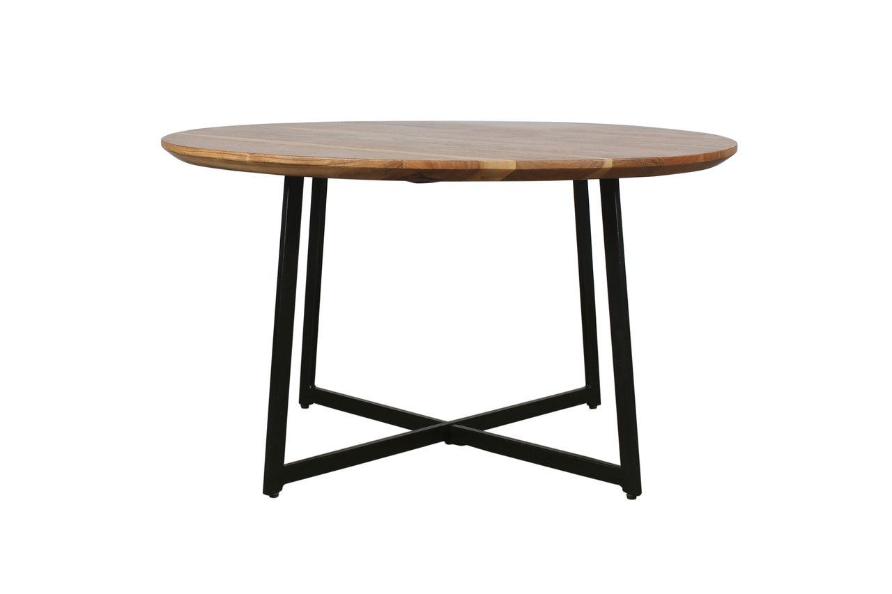 byLiving ALINA Couchtisch, Breite 80 cm, Akazie natur lackiert, Metall schwarz pulverbeschichtet