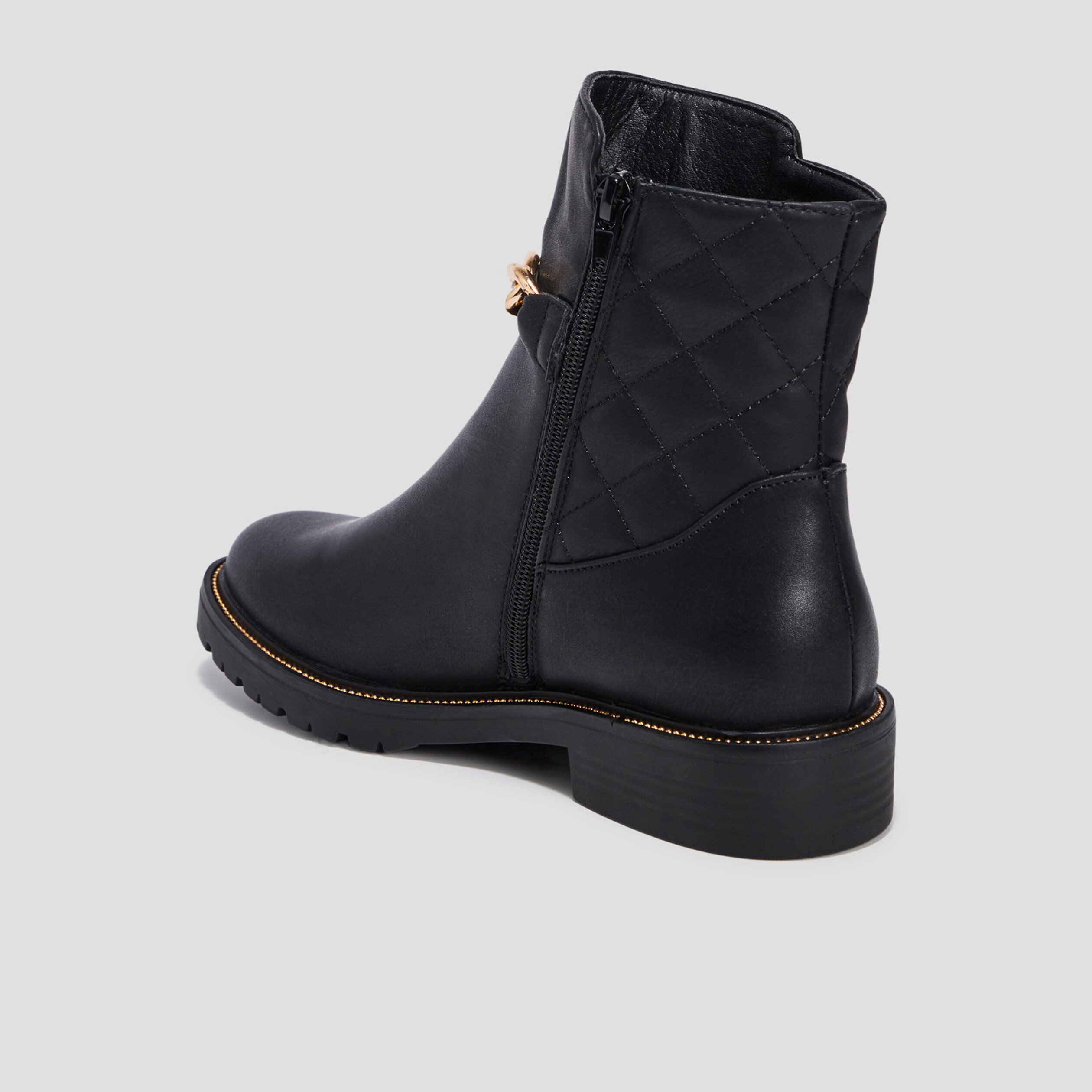 Bottines avec détails chaînes noir femme | La Halle