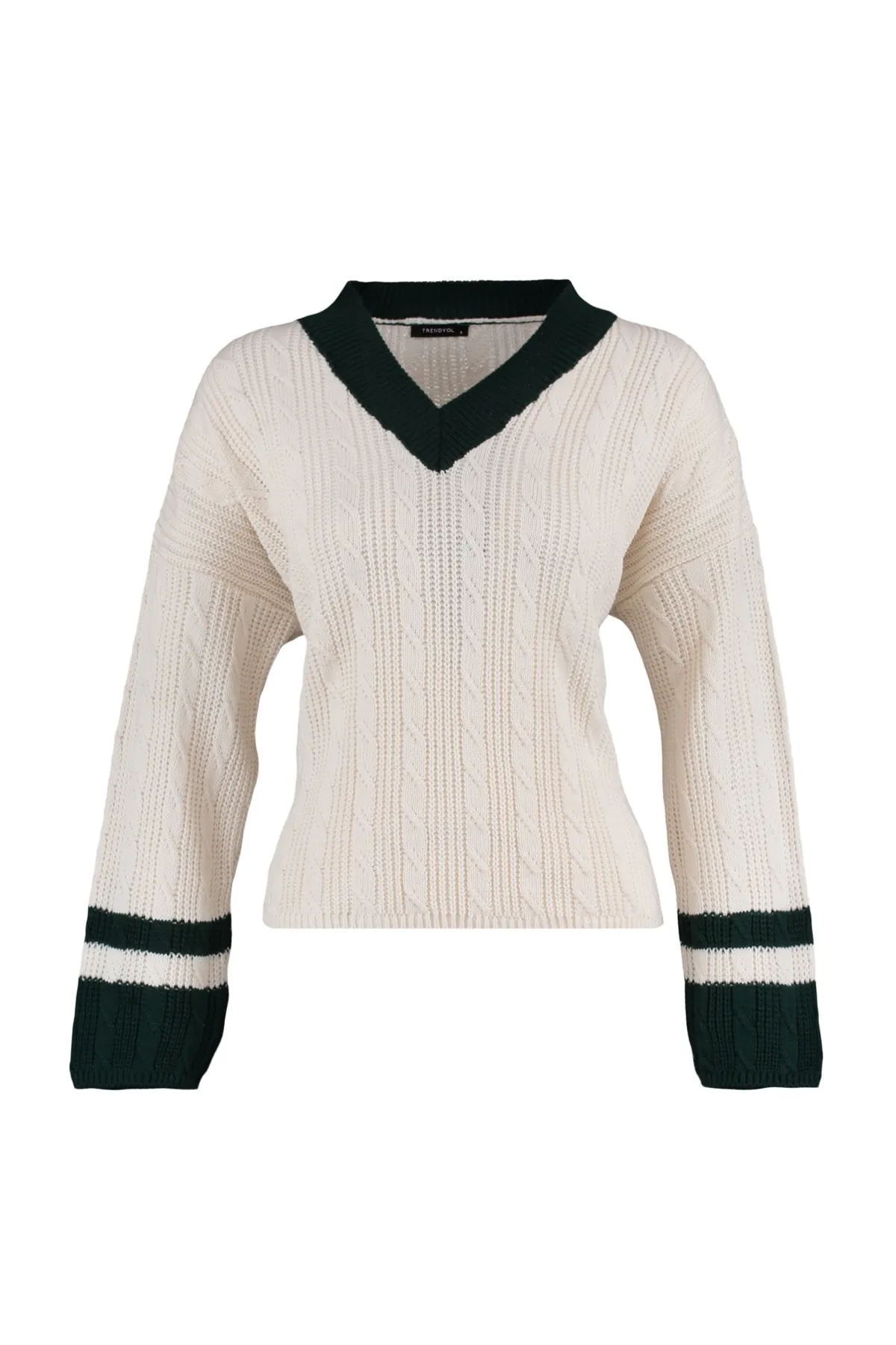 Trendyol Collection  Ecrufarbener Strickpullover mit weiter Passform TWOAW23KZ01541