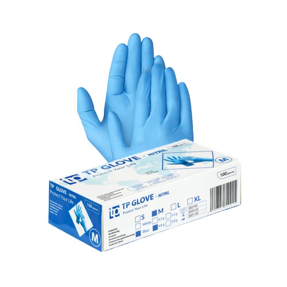 Gedikum Nitril-Handschuhe Gedikum, Nitrilhandschuhe 1x100er Packung, Schwarz, Gr. S (1 Packung / 100 Stück Einweghandschuhe aus Nitril) puderfrei, ohne Latex, unsteril, latexfrei, Blau/Schwarz, Größen S-XL