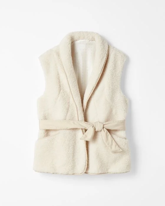 Veste sans manches en maille bouclette