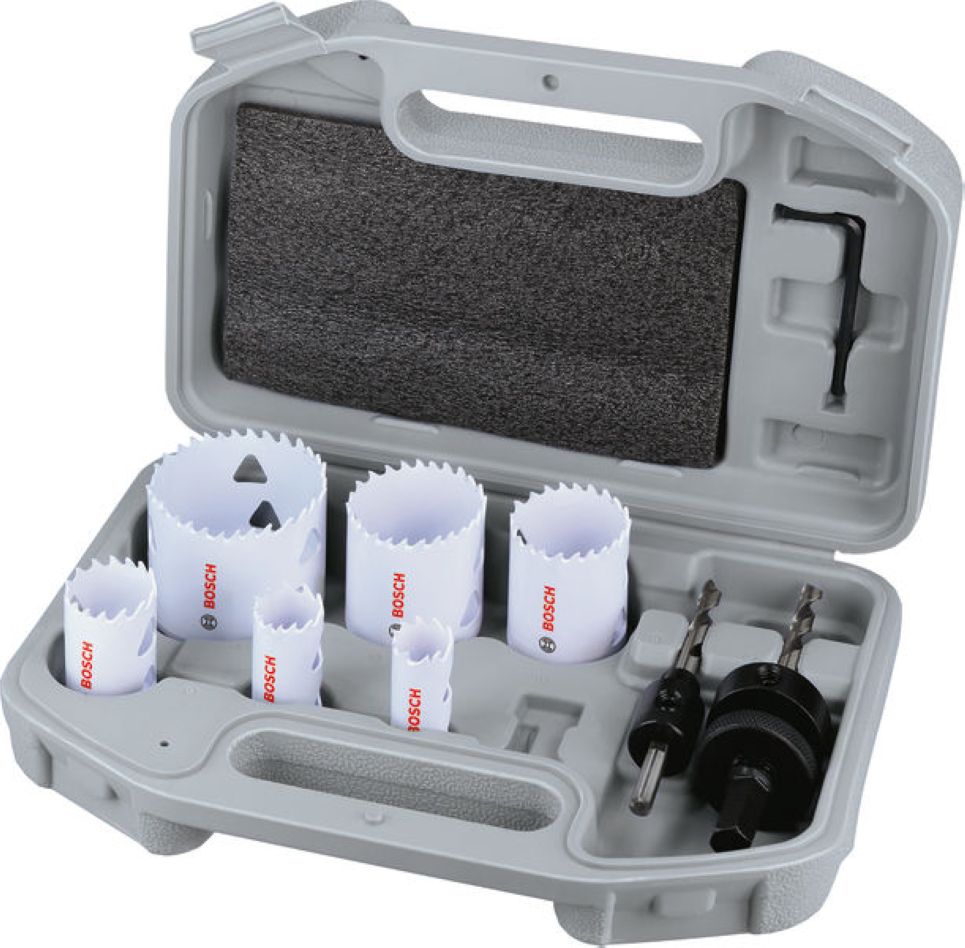 Bosch Blue Accessories 2608594612 Juego de brocas de corona de 19/22/29/38/44/57 mm (9 piezas)