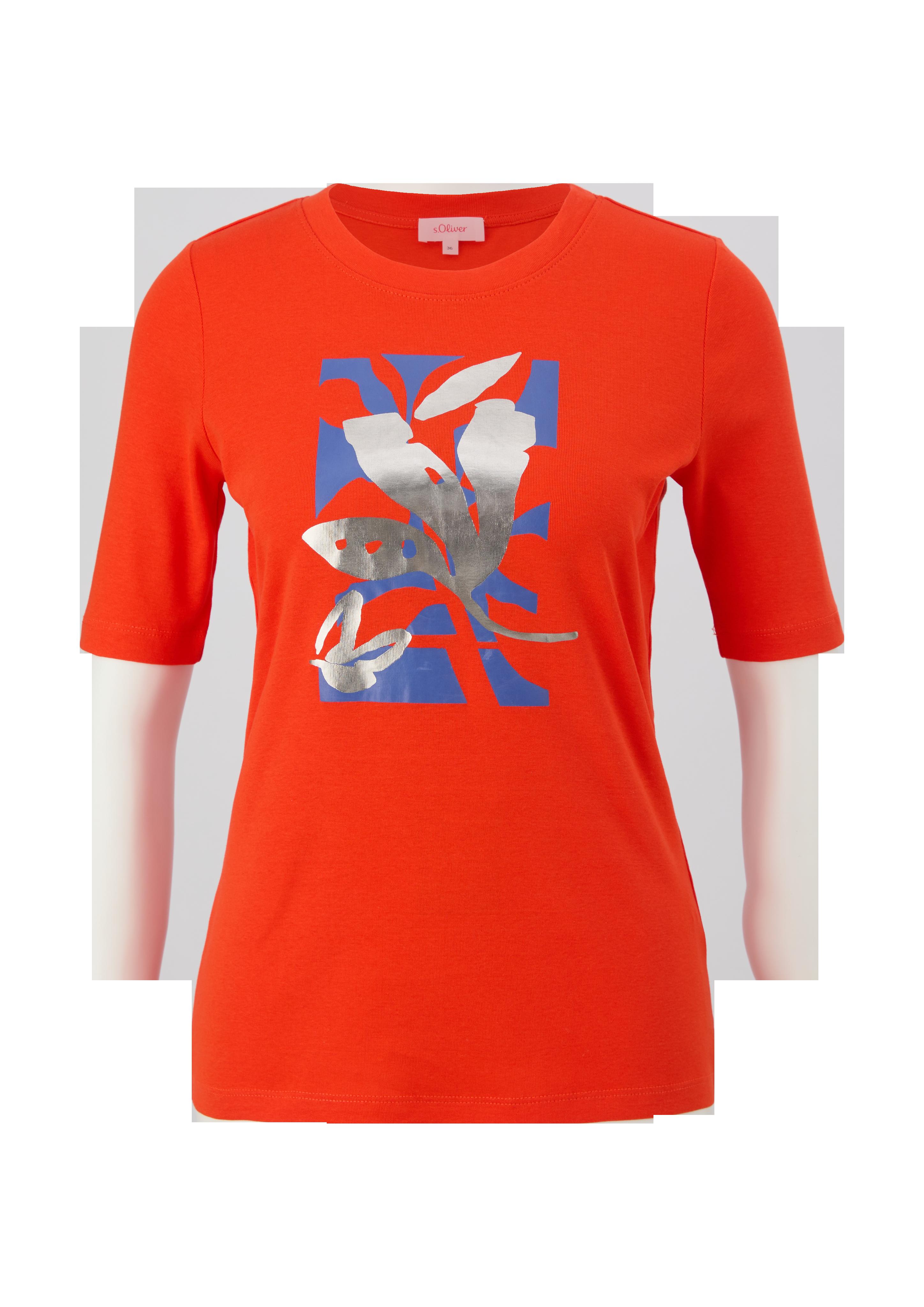 Baumwollshirt mit glänzendem Frontprint  2133065-25D1