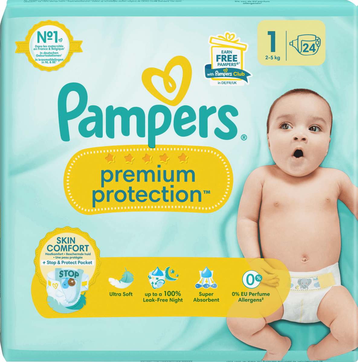 Windeln Premium Protection Gr. 1 Newborn (2-5 kg), 24 St
