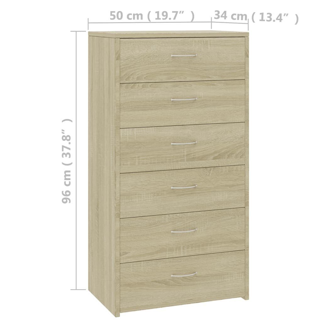 vidaXL Sideboard Sideboard 6 Schubladen Sonoma-Eiche 50x34x96 cm Holzwerkstoff (1 St)