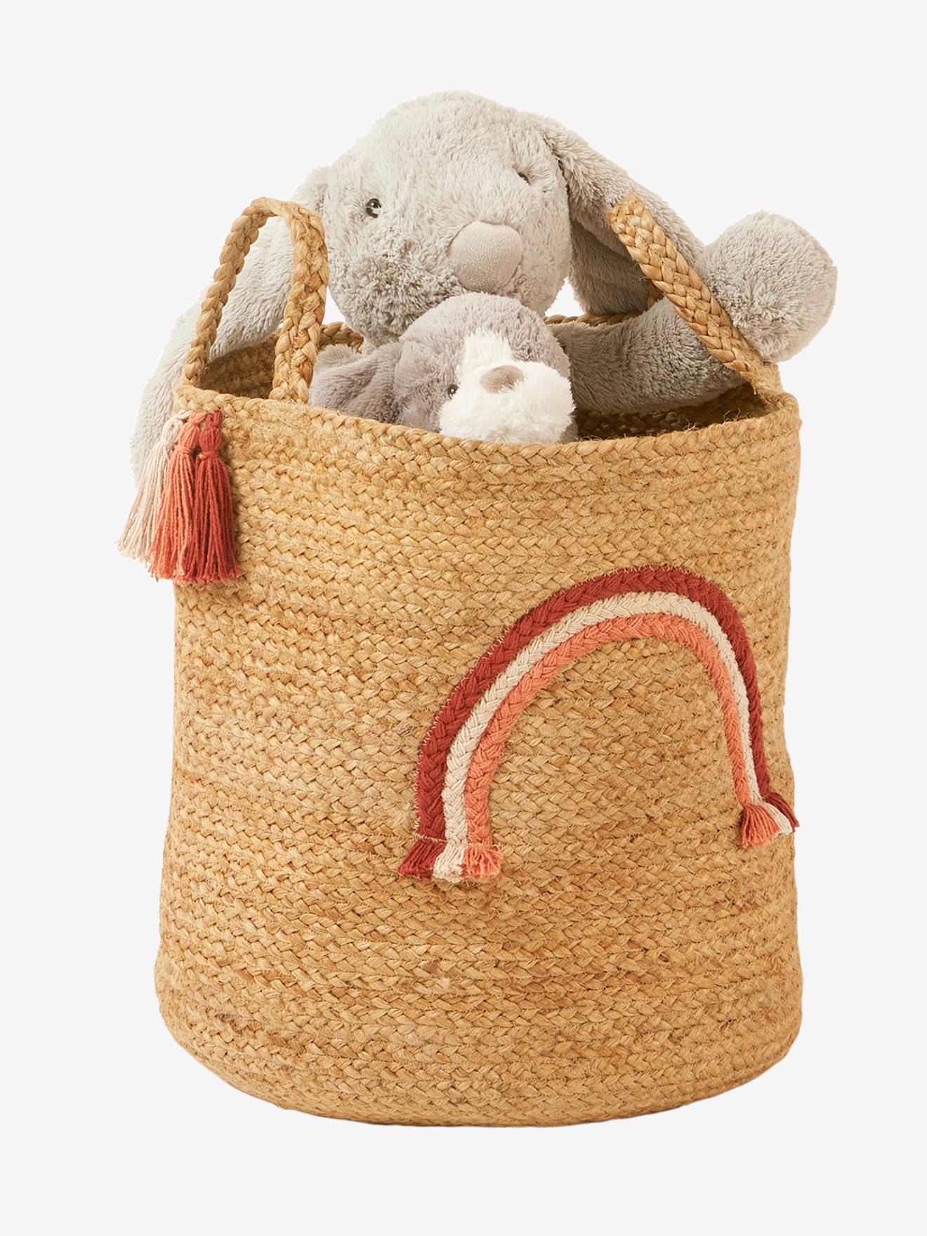 Vertbaudet Kinderzimmer Aufbewahrungskorb REGENBOGEN, Jute - natur