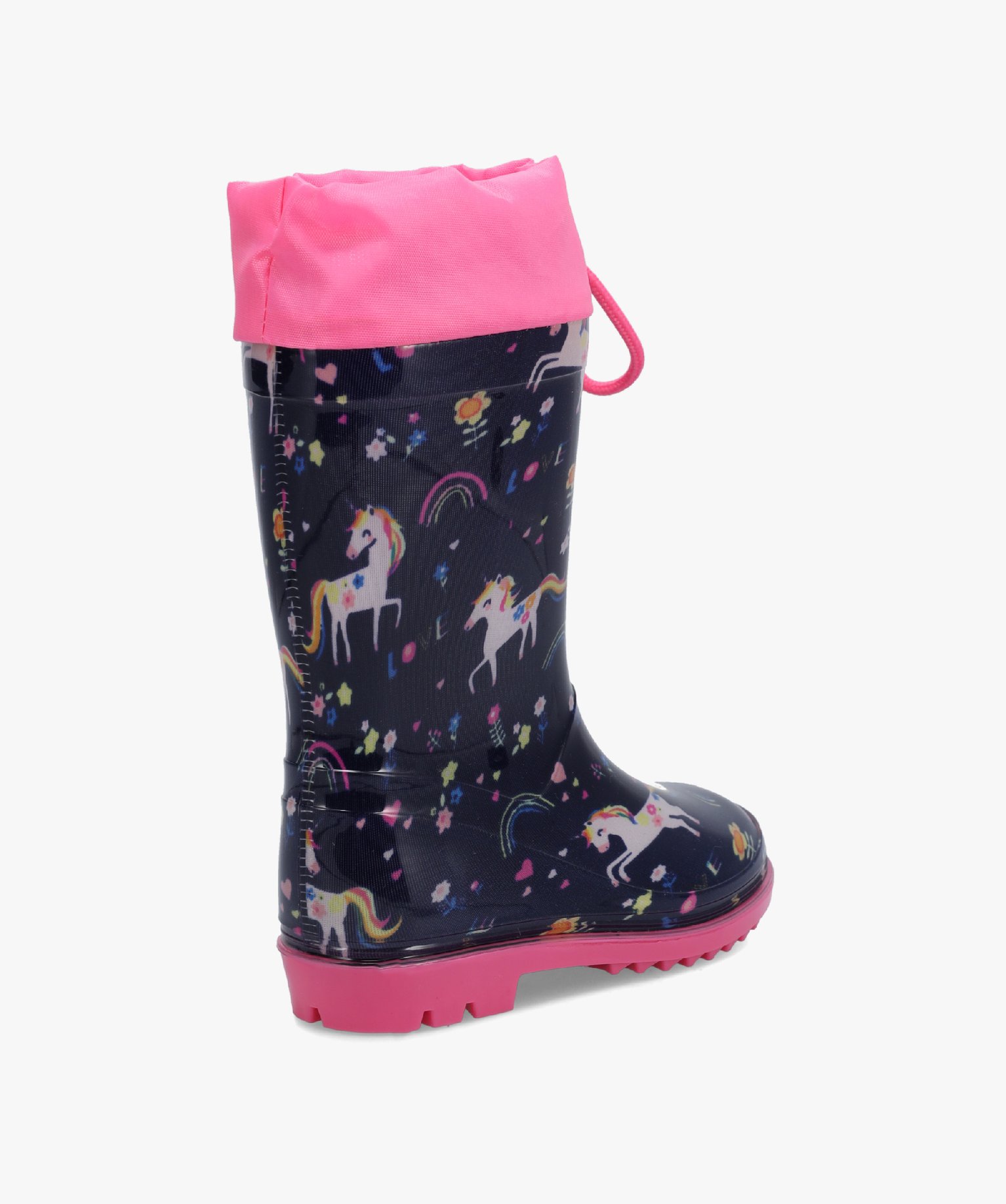 Bottes de pluie fille imprimées licorne à col ajustable marine | GEMO