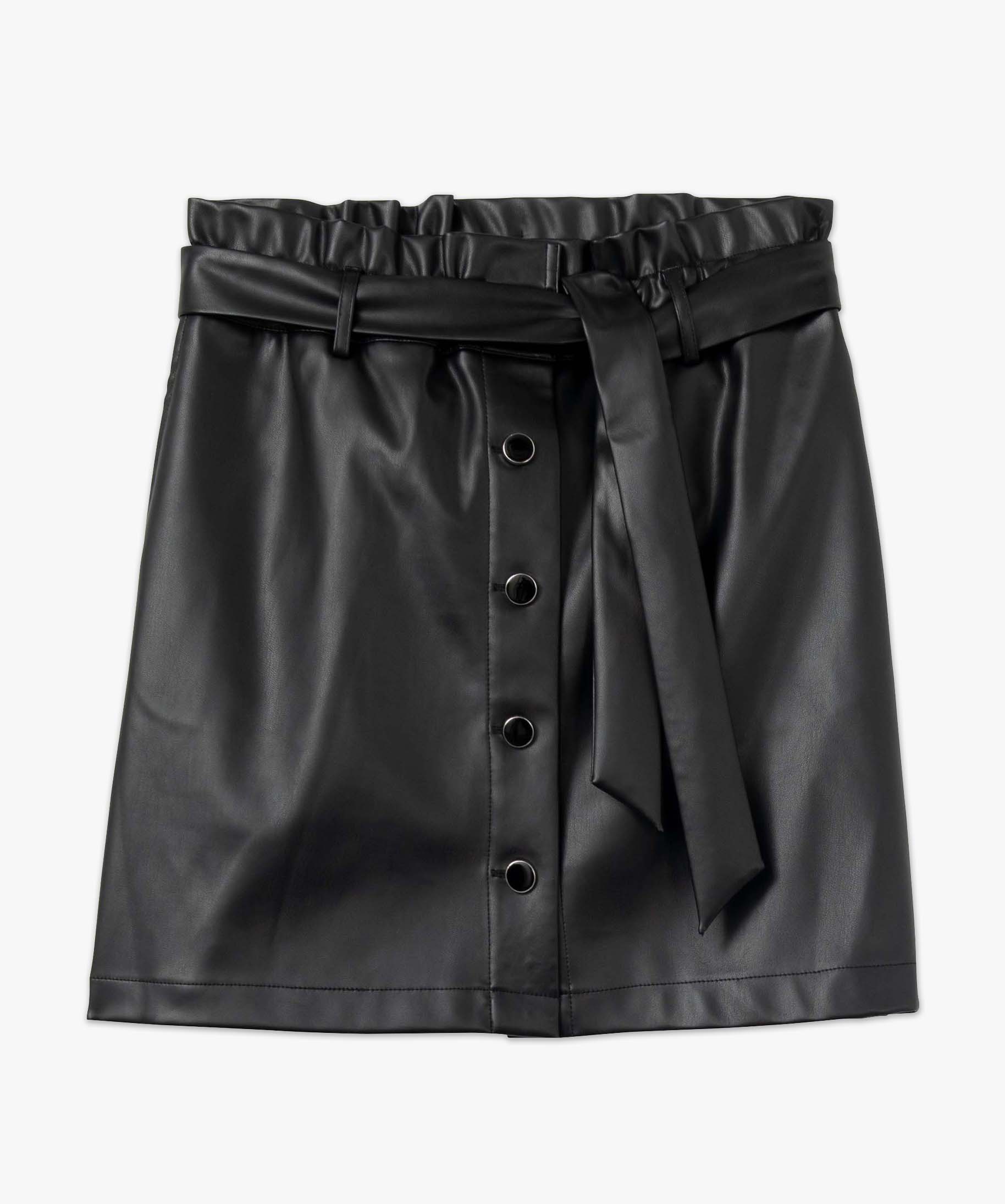 Jupe femme avec taille froncée et boutons fantaisie noir | GEMO
