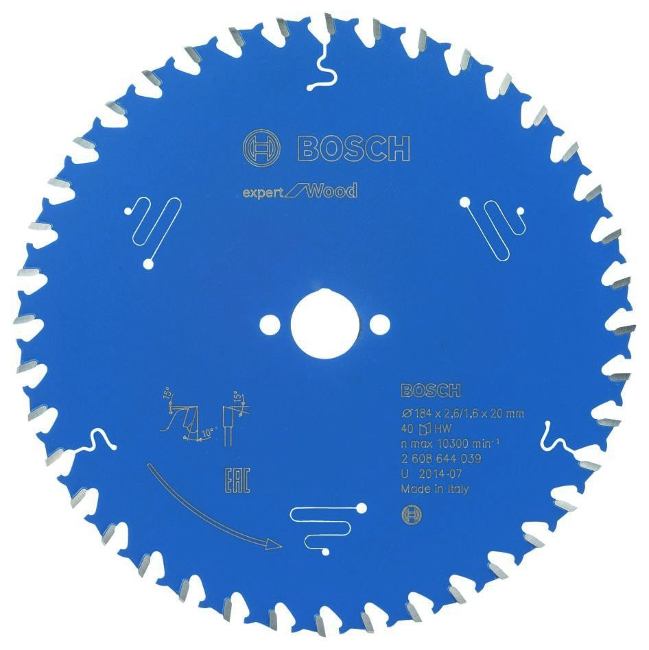 Bosch Blue Accessories 2608644039 Sirkelsagblad i hardmetall Expert for tre 184 x 20 x 40T