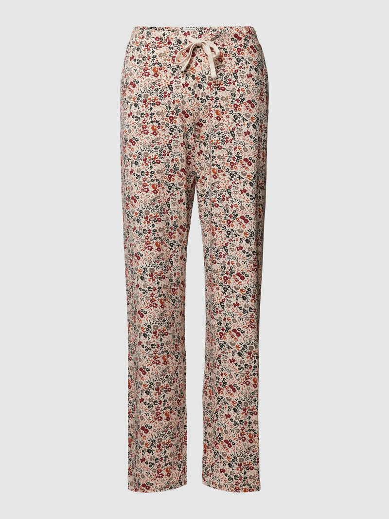 Pyjama-Hose mit floralem Allover-Muster in ecru