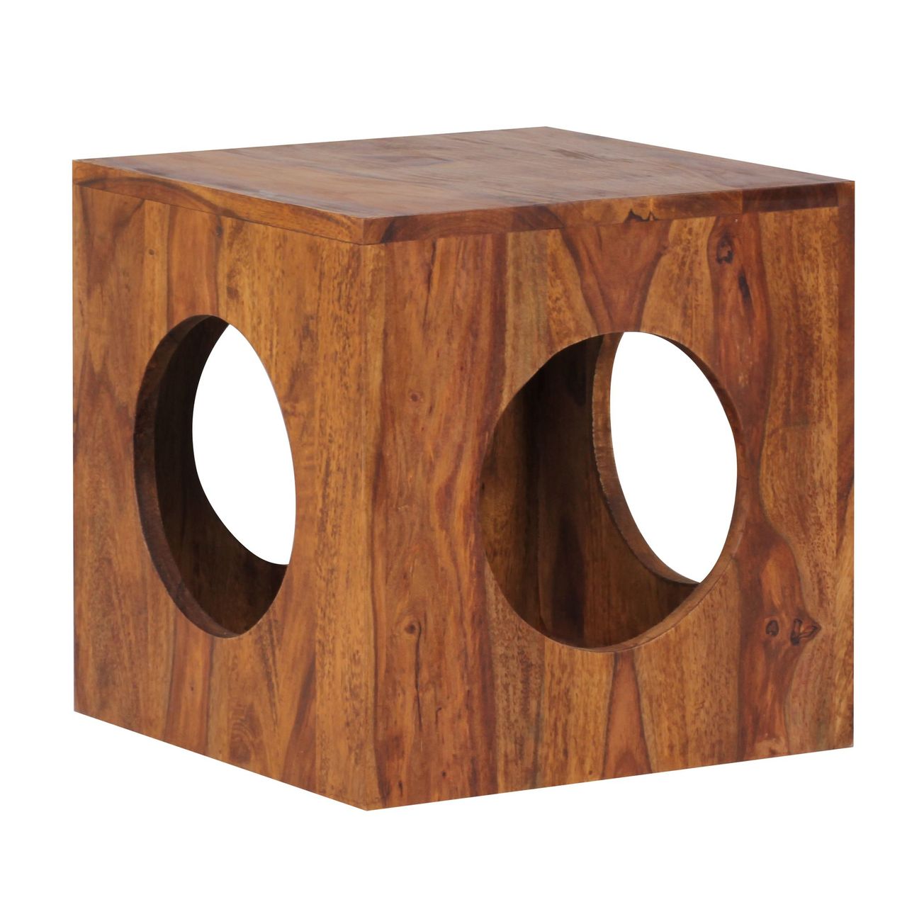 Wohnling Sheesham Massivholz Beistelltisch 35 x 35 cm Cube