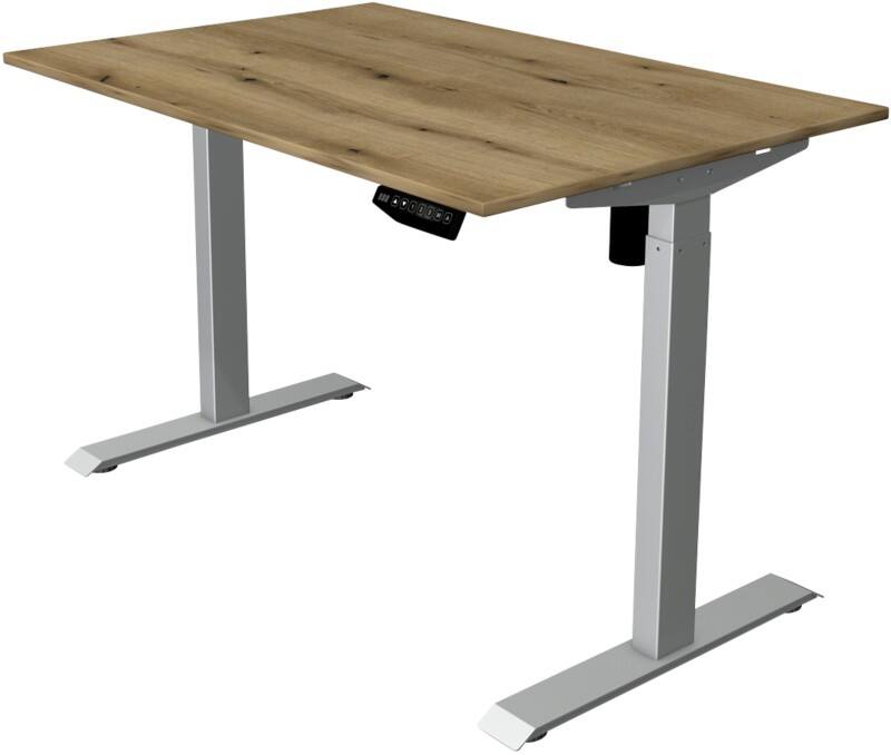 Kerkmann Move 1 Rechteckig Elektronisch Höhenverstellbarer Sitz-Stehschreibtisch Melamin, Stahl Eiche, Silber 1200 x 800 x 1230 mm