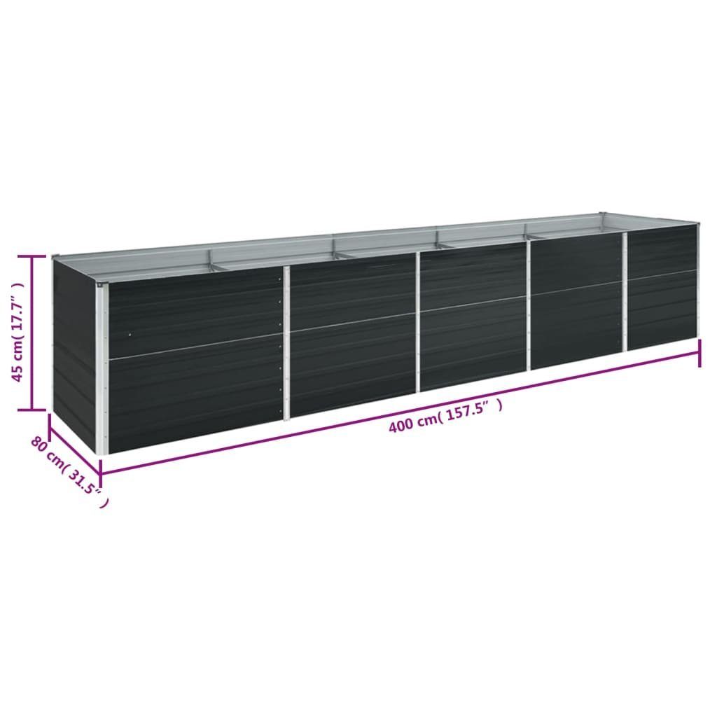 vidaXL Hochbeet Hochbeet,Garten-Hochbeet Verzinkter Stahl 400x80x45 cm Anthrazit