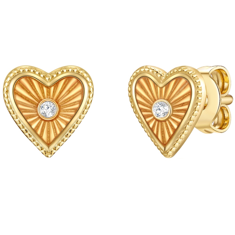 Glanzstücke München Puces d'oreilles en argent Coeur Argent sterling Oxyde de zirconium (CZ) en Or ja Boucles d'oreilles