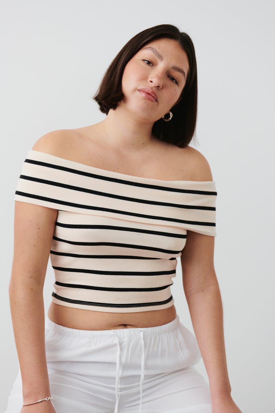 Folded off shoulder top