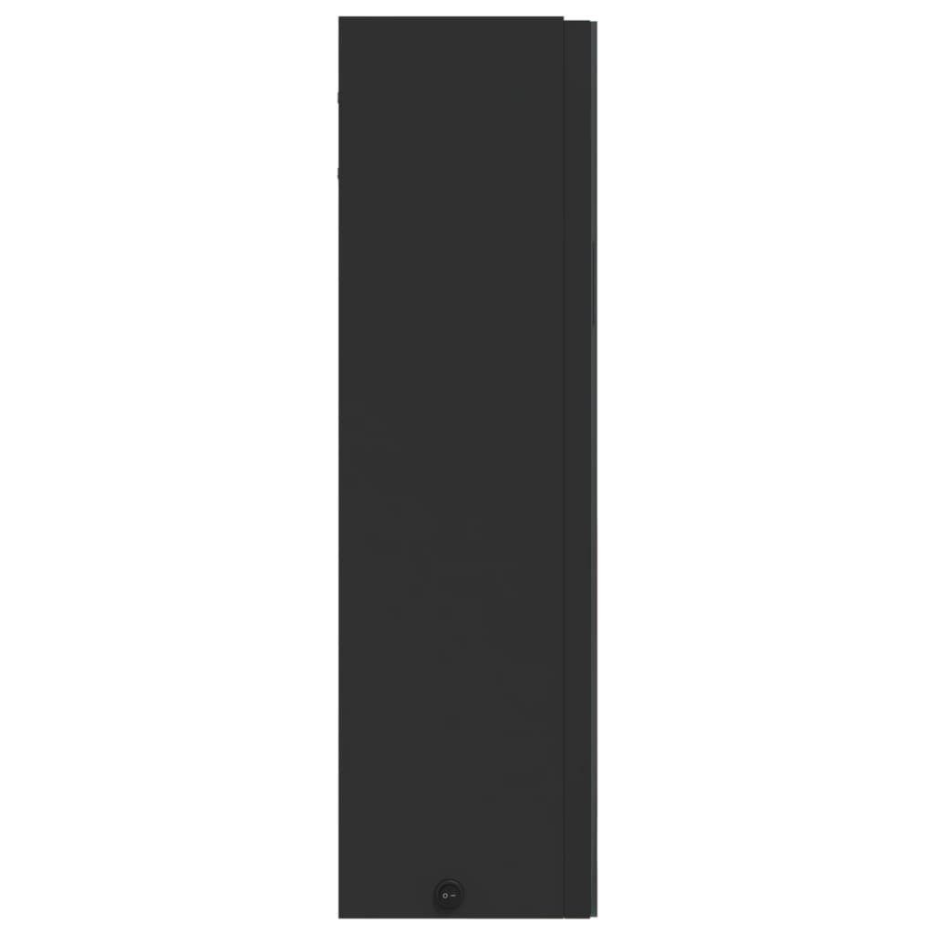 vidaXL Badezimmerspiegelschrank Spiegelschrank mit LED-Beleuchtung Schwarz 60x13x52 cm (1-St)