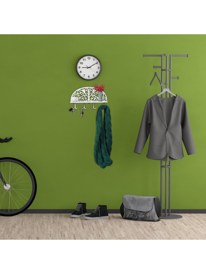 relaxdays Wandgarderobe in Weiß - (B)39x (H)23 x (T)11,5 cm günstig kaufen onesize