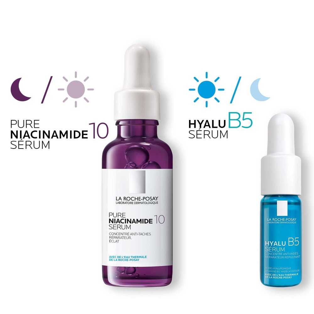 La Roche-Posay Pure Niacinamide 10 Coffret sérum visage anti-taches + sérum anti-rides réparateur repulpant offert