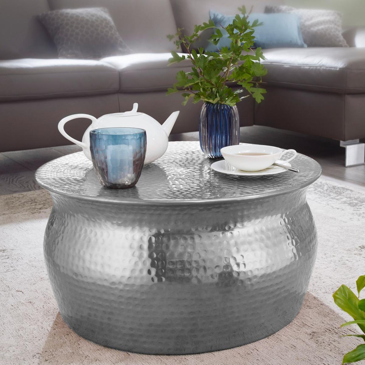 Wohnling Couchtisch KARAM 60x30,5x60cm Aluminium Silber