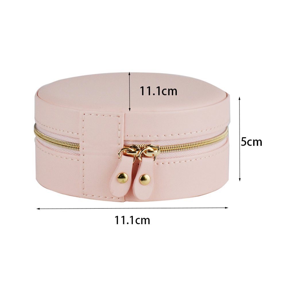 AdelDream Schmuckkasten YY-J04, Schmuckorganizer für Ringe, Ohrringe, Halsketten, Armbänder, Leder-Schmuck-Geschenkbox mit Spiegel für Mädchen und Frauen