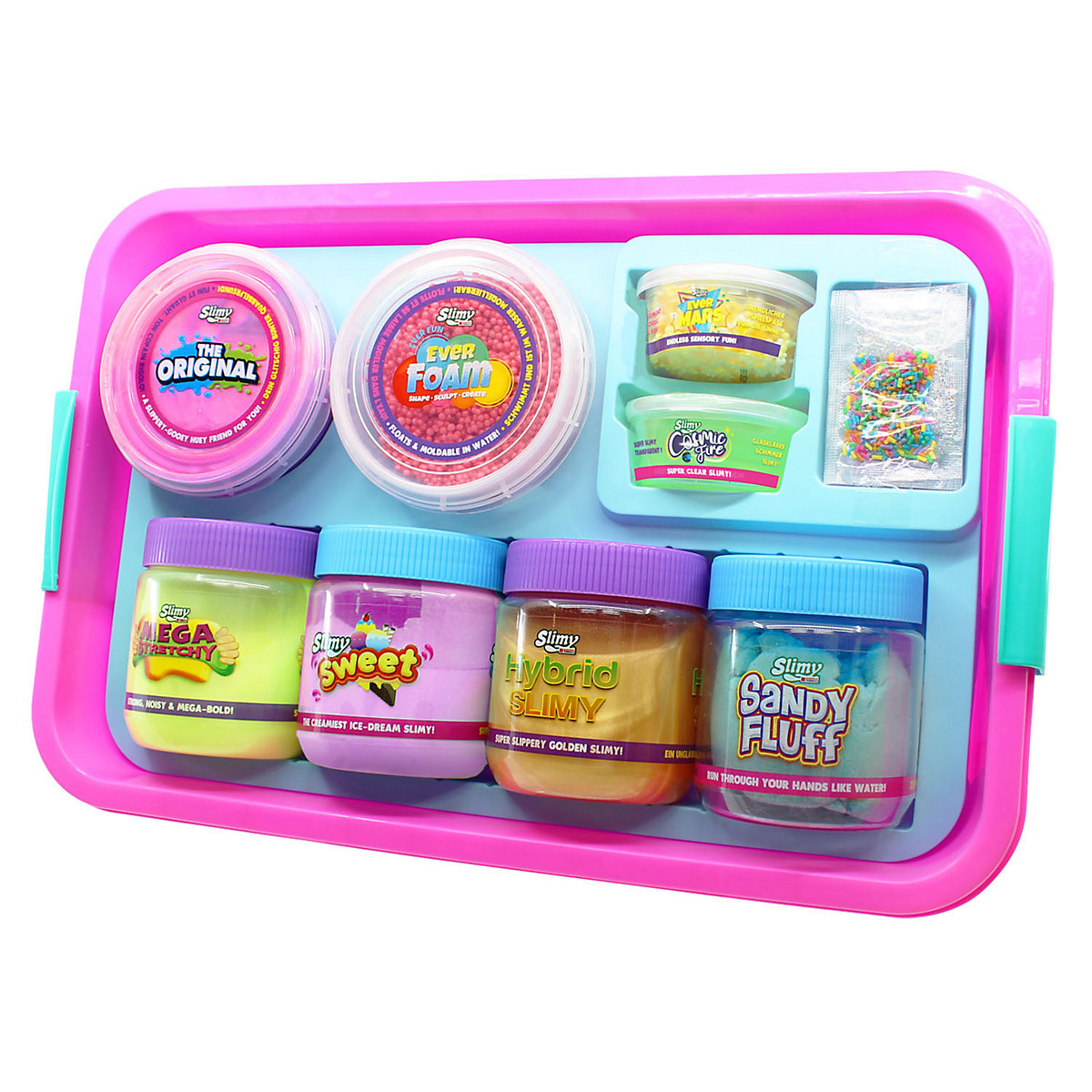 SLIMY® Ultimate Bucket Fun - Original Slimy Spielmassen Set mit 8 verschiedenen Spielmassen und zauberhaften Mix-Ins