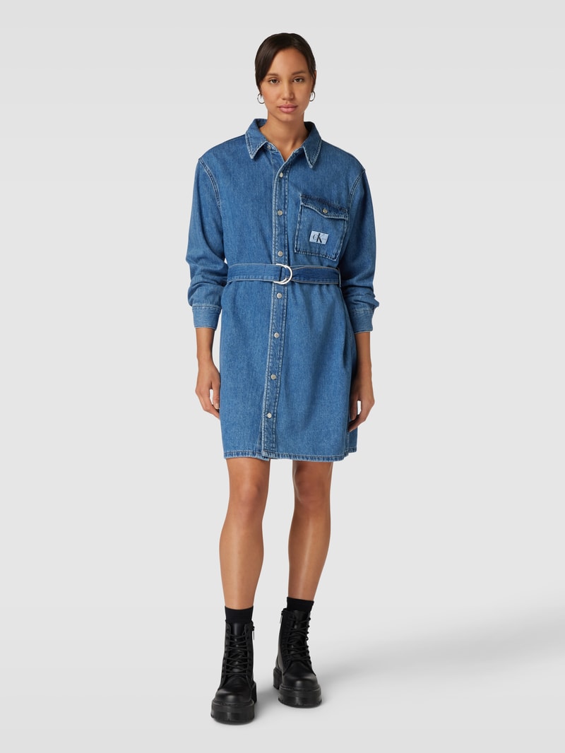 Jeanskleid mit Taillengürtel Modell 'BELTED UTILITY' in hellblau