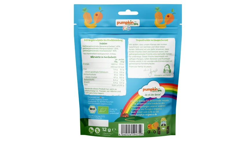 pumpkin organics Bio Tropenwunder Fruchtchips 12 g