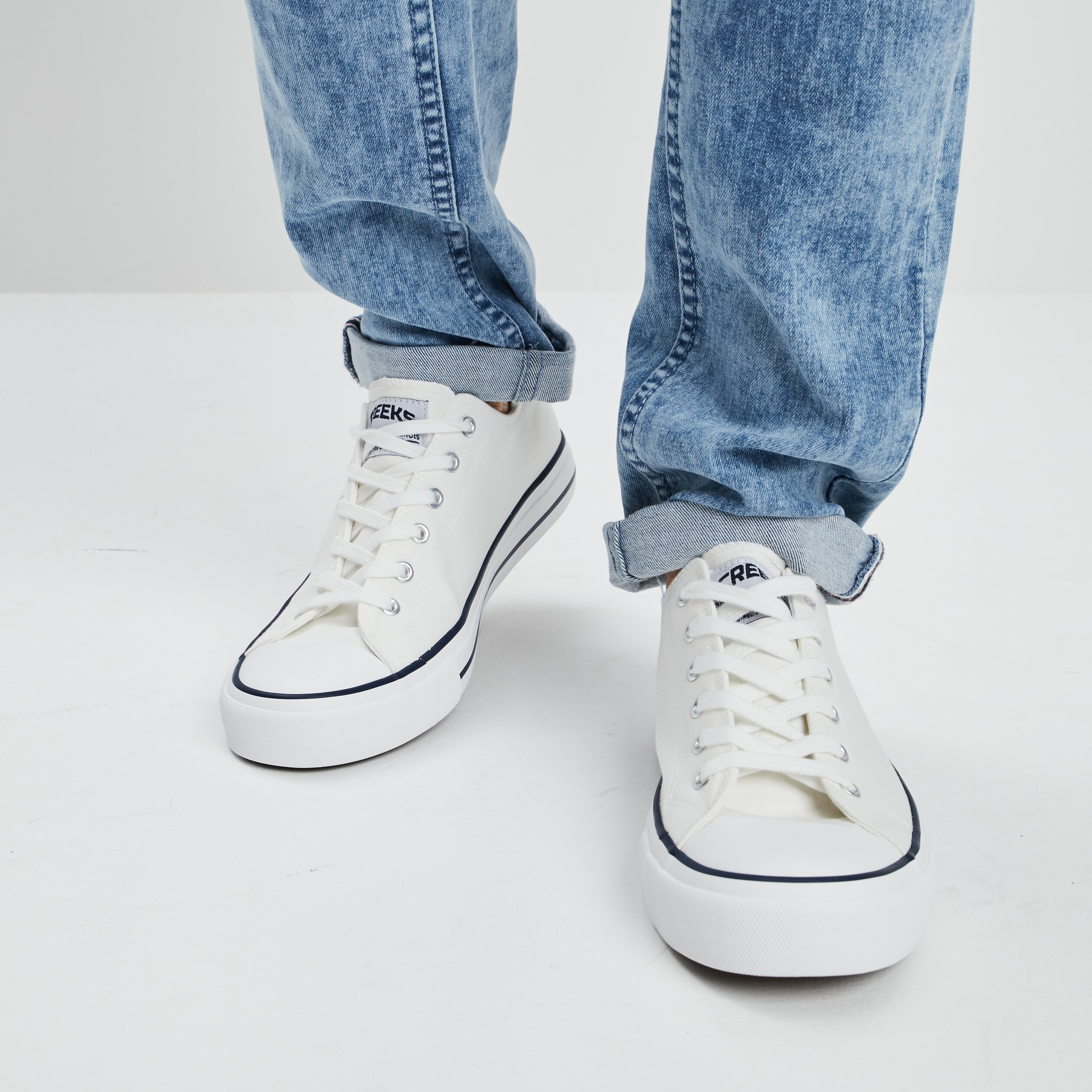 Tennis en toile à lacets Creeks blanc homme | La Halle