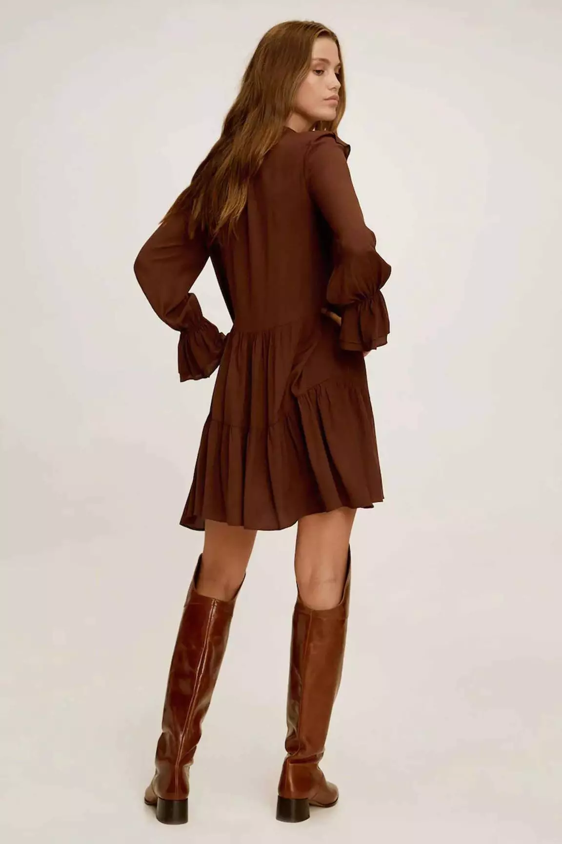 Mango Robes Mi Longues Femme couleur marron