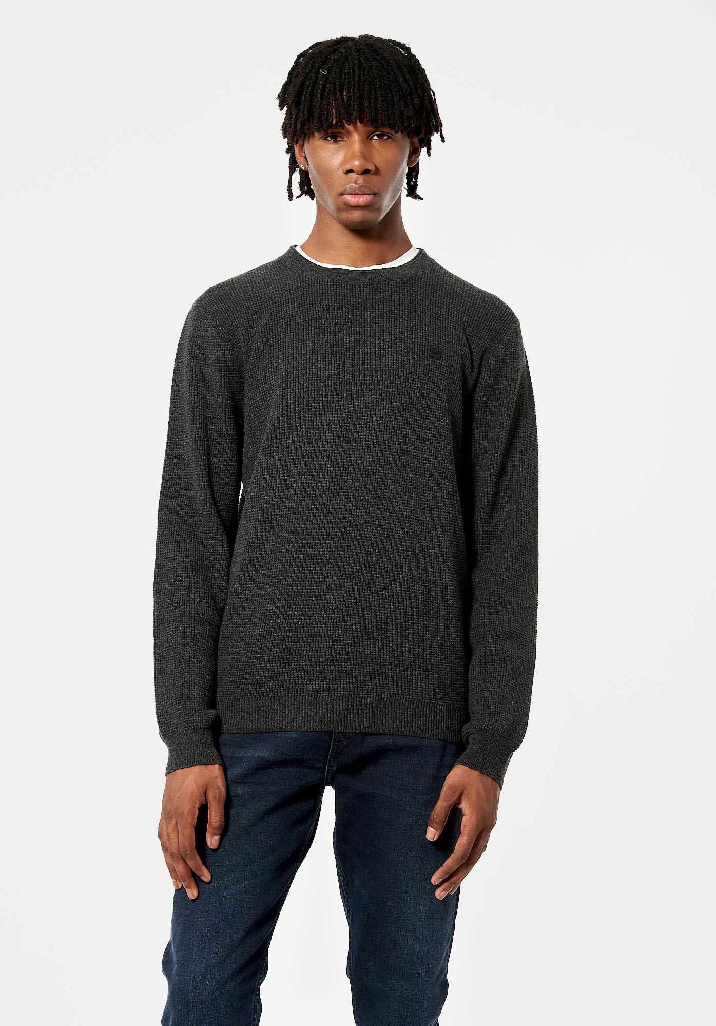 SADAK  Pull en laine gris foncé Homme