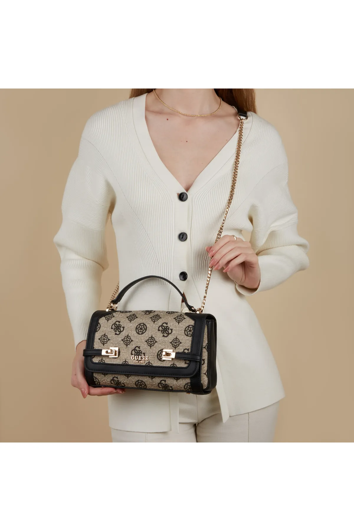 Guess  Loralee Damen Umhängetasche Beige/schwarz Hwjg92-26210-blo