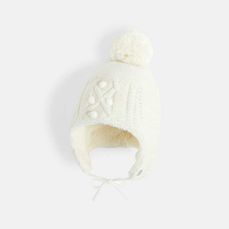 Bonnet péruvien fourré beige fille