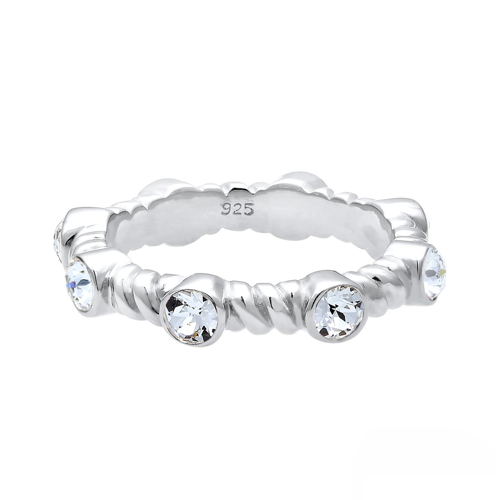 Elli PREMIUM Elli PREMIUM Bague Femmes Bande Torsadé Étincelant avec Cristaux en Argent Sterli Bague
