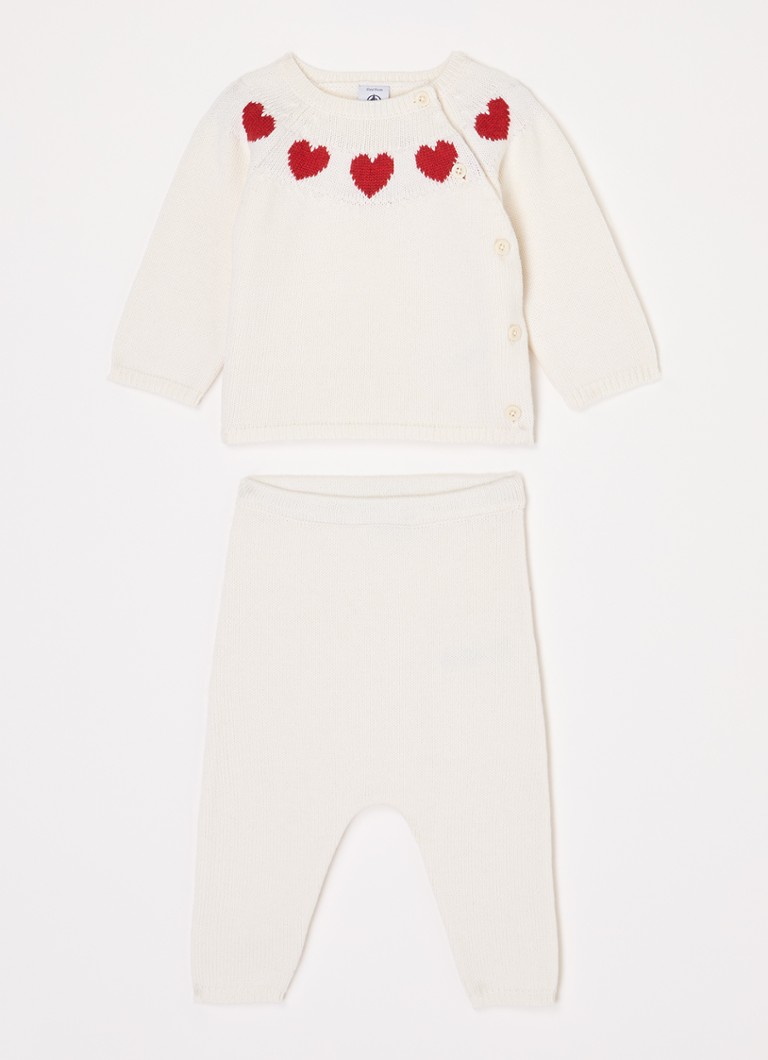 Conjunto Petit Bateau de duas peças, composto por suéter e calça infantil em mistura de lã.
