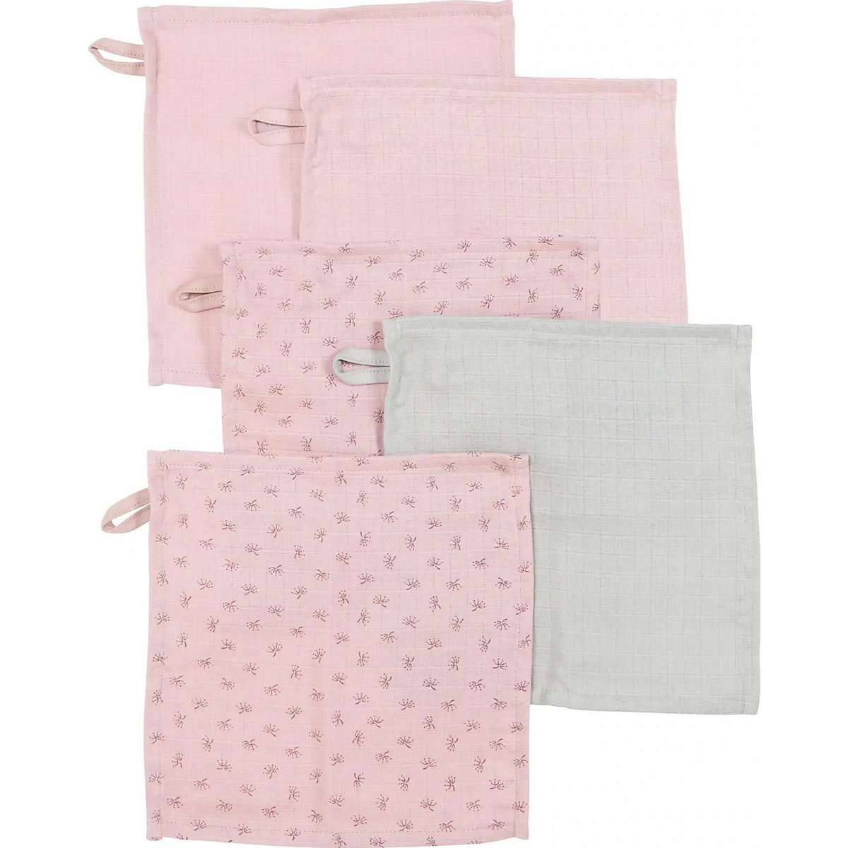 5er Set Waschlappen Lil Planet rosa, organic Bio-Baumwolle, 25x25 cm
