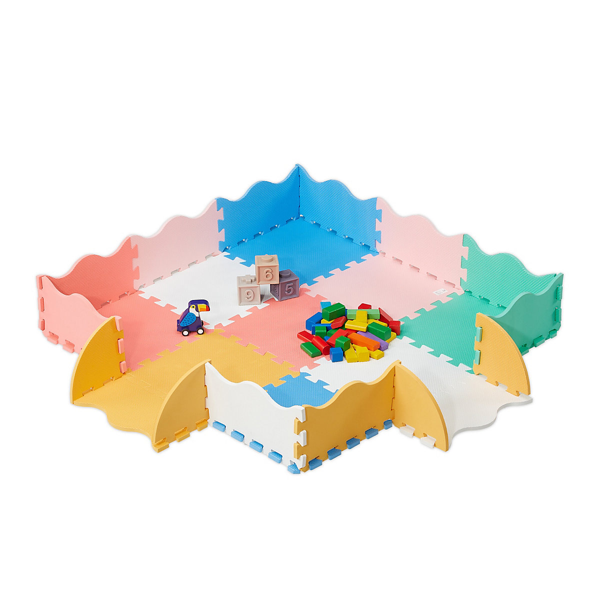 Bunte Puzzlematte mit Rand