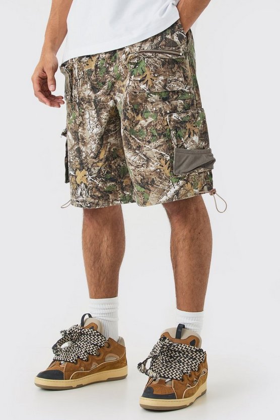 Camouflage Cargo-Shorts mit elastischem Bund