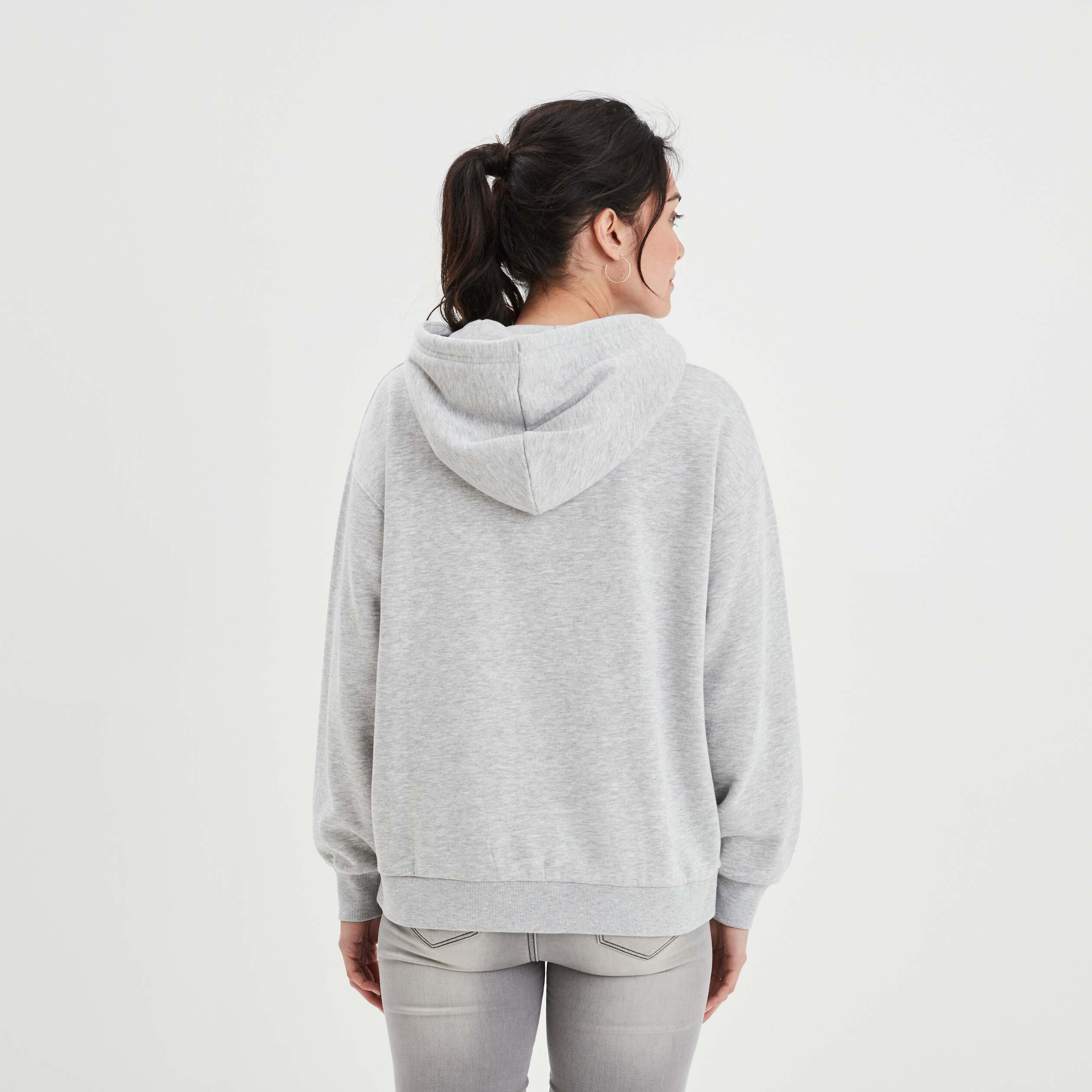 Sweat zippé à capuche gris clair femme | La Halle