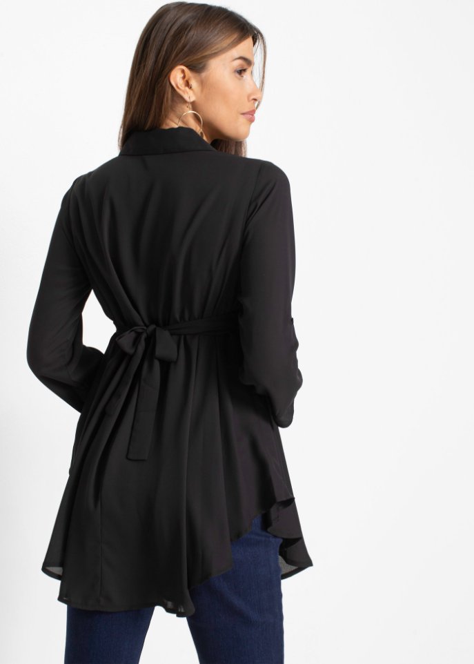 Longbluse mit Gürtel mit recyceltem Polyester