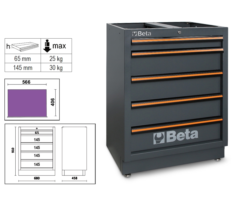 Beta 045000235 C45Pro M5-fiksni modul s 5 ladica