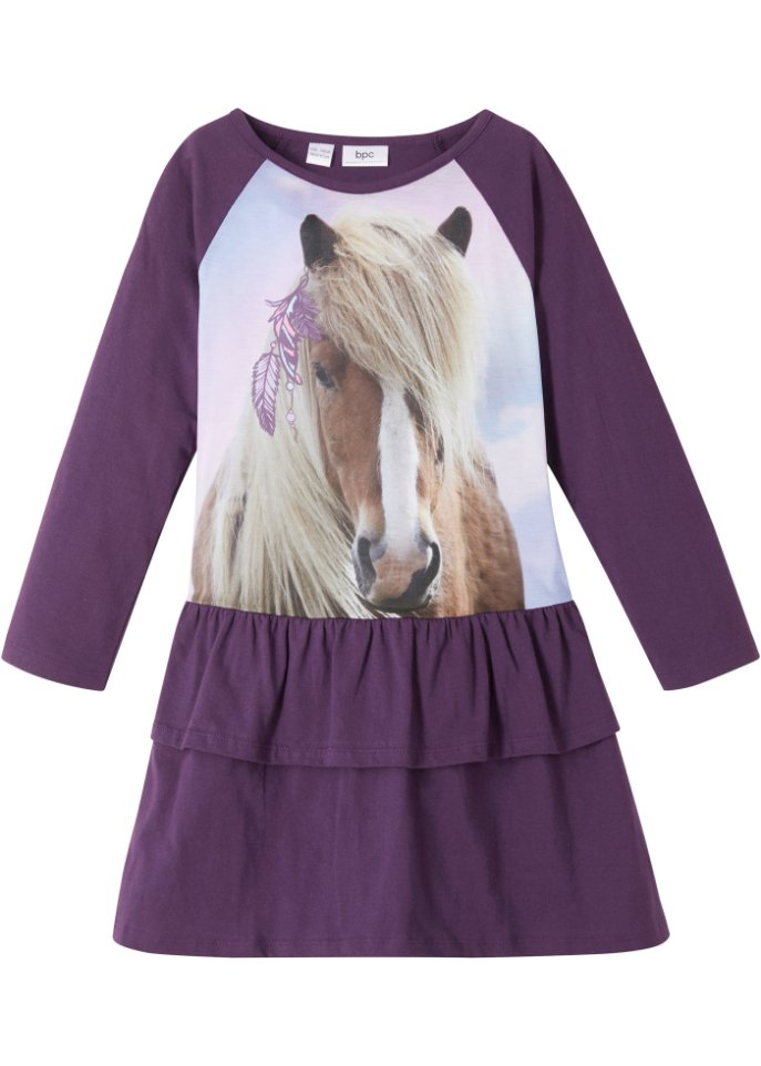 Mädchen Jerseykleid mit Volants mit Bio-Baumwolle