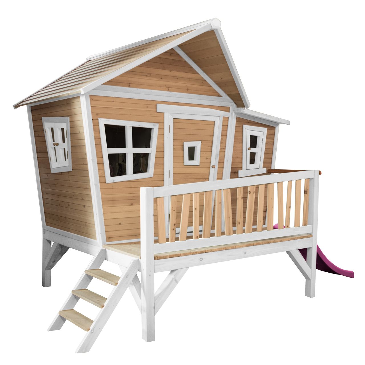 AXI Emma Spielhaus Braun/Weiß - Lila Rutsche