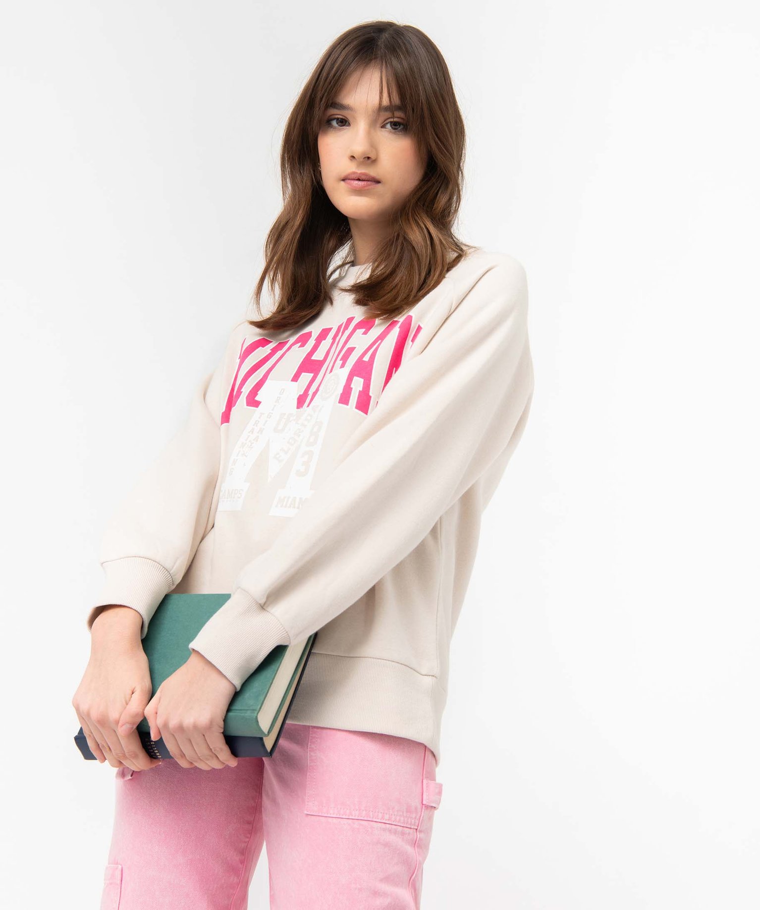 Sweat femme molletonné avec inscription - Camps United ecru | GEMO